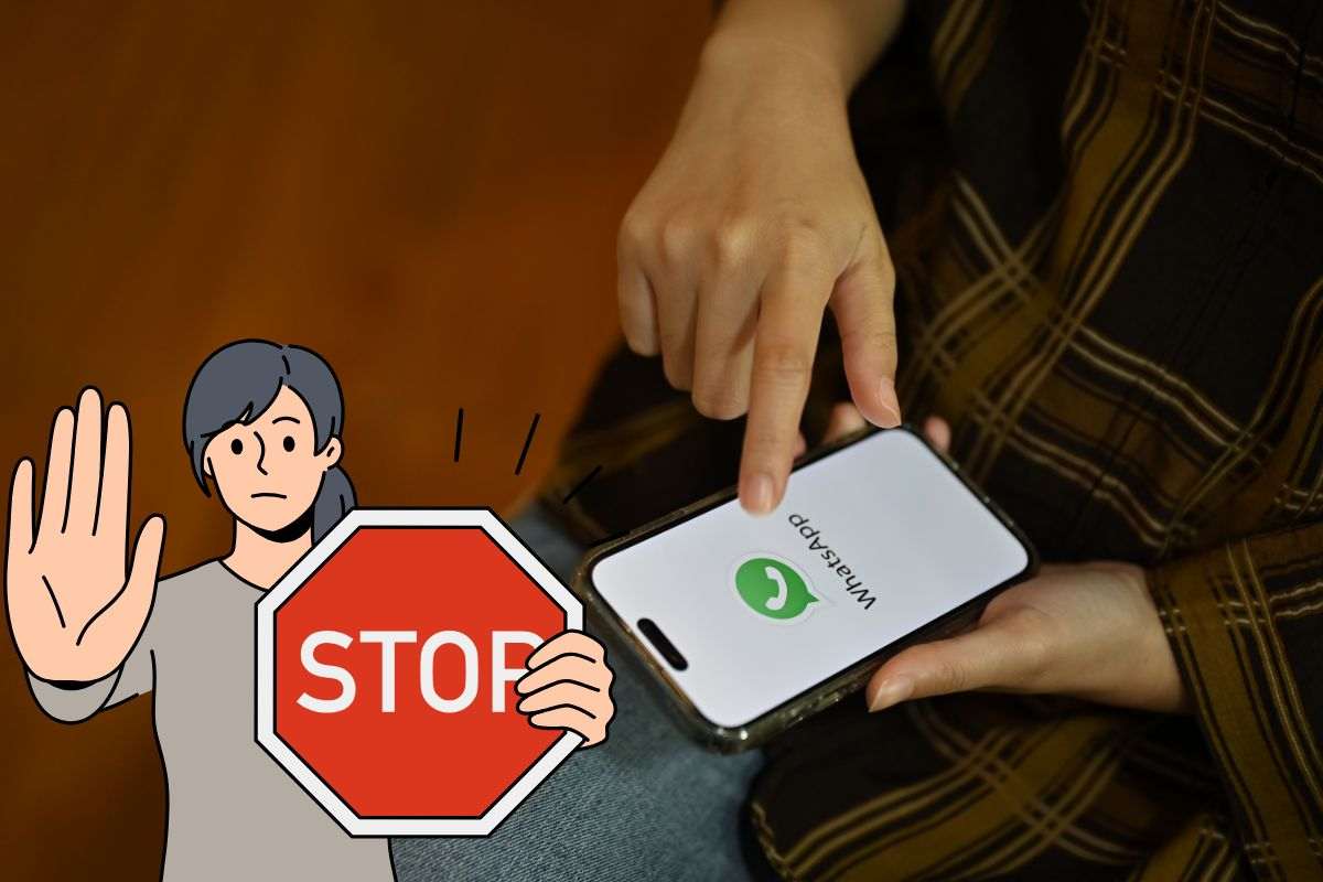 cartello Stop Whatsapp cellulare