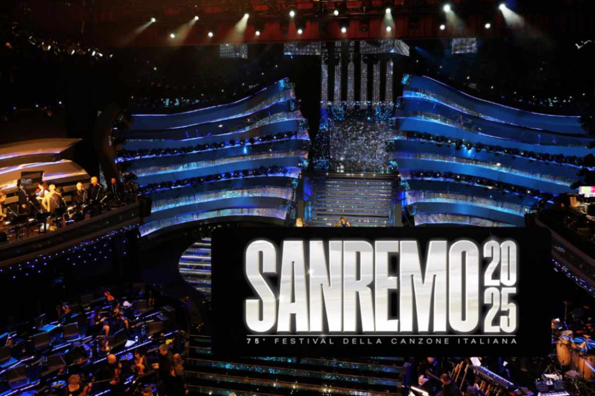 Palco dell'Ariston e logo di Sanremo 2025